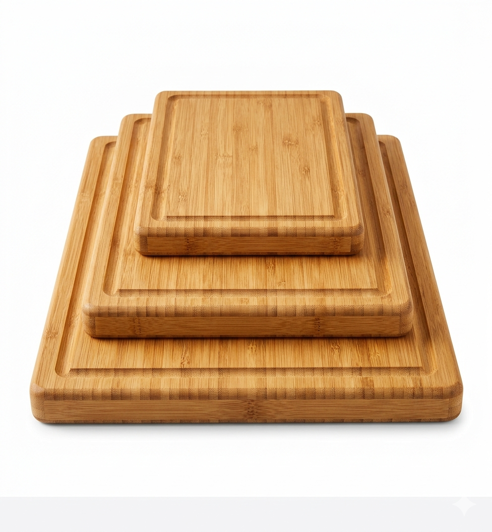 Paytenchr Lot de 3 Planches à Découper en Bambou MasterChef | Assortiment de Tailles (Max 38 cm) | Surface Antibactérienne pour Pain, Viande, Fruits & Légumes