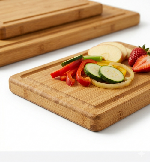 Paytenchr Lot de 3 Planches à Découper en Bambou MasterChef | Assortiment de Tailles (Max 38 cm) | Surface Antibactérienne pour Pain, Viande, Fruits & Légumes